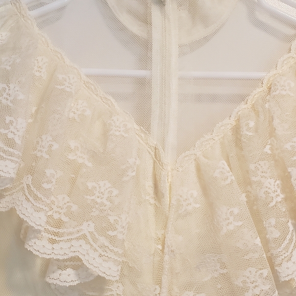 Vintage Dress Prairie Lace 1970s 1980 Union Made USA Nylon Fabric XS - Picture 11 of 11